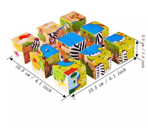 9-Piece Wooden Cube Puzzle (One Random Design Shipped)