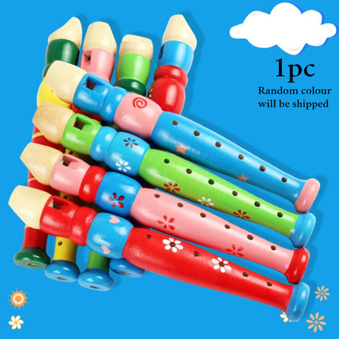 Wooden Flute - colorfull- random colros will be shipped - 1 pc flute - EKT2247