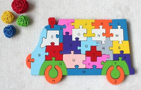 Wooden alphabet and number Chunky Jigsaw puzzles Van - EKT2251