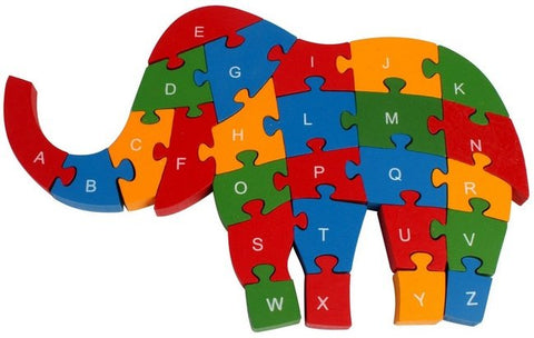 Wooden alphabet and number Chunky Jigsaw puzzles Elephant - EKT2252