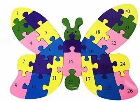 Wooden alphabet and number Chunky Jigsaw puzzles Butterfly - EKT2253