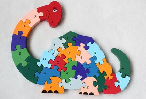 Wooden alphabet and number Chunky Jigsaw puzzles Dino - EKT2256