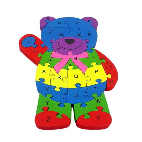 Wooden alphabet and number Chunky Jigsaw puzzles Standing Bear - EKT2265