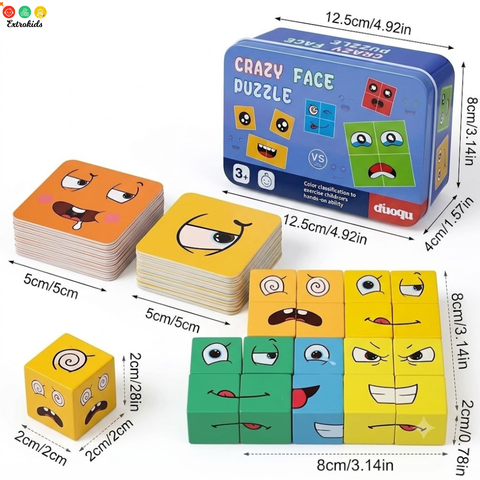 Face Change Wooden Rubik's Cube with Box | Builds Motor Skills