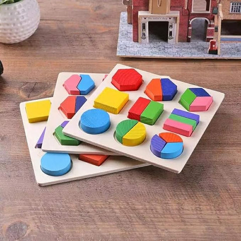 Wooden Geometric Shape Blocks 3 IN 1 - EKT2525