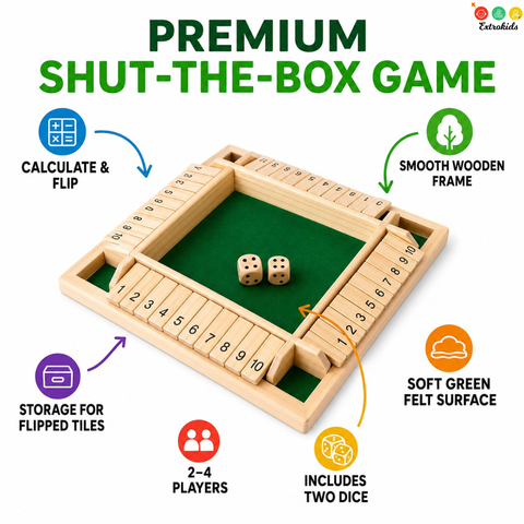 Wooden 4-Player Shut the Box | Classic Friends & Family Game
