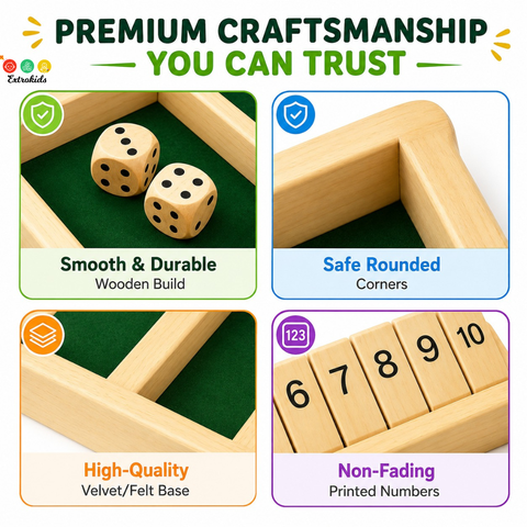 Wooden 4-Player Shut the Box | Classic Friends & Family Game