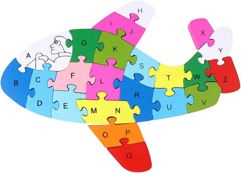 Wooden alphabet and number Chunky Jigsaw puzzles Plane - EKT2987