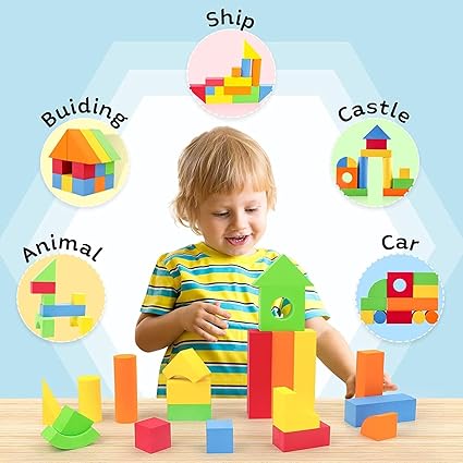 Wooden 50-Piece Castle Building Blocks Set