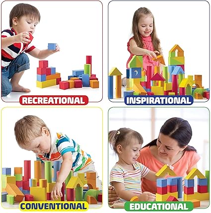 Wooden 50-Piece Castle Building Blocks Set