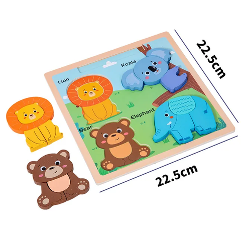 16 Pcs Wild Animals Puzzle With Name And Writing Board  - EKT3180