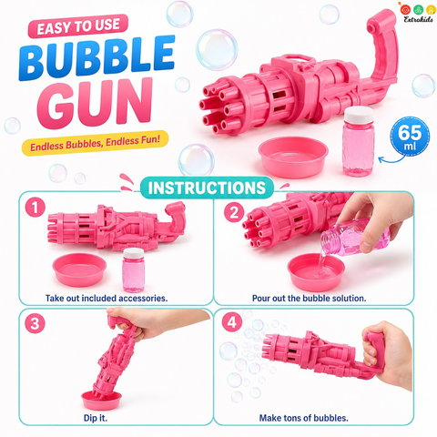 Bubble Gun | Fun Bubble Shooter for Outdoor Play (One Random Color Shipped)