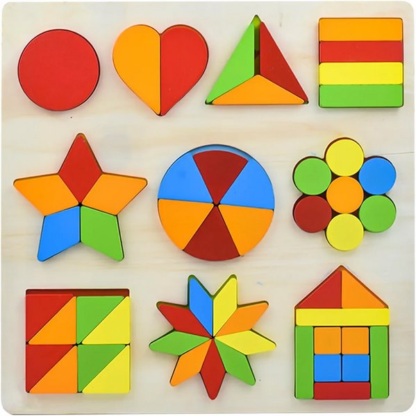 Wooden 3d Colourful Geometric Puzzle 1pcs Random Design Will Be Shipped - EKT3222