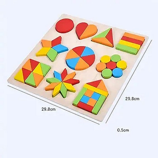 Wooden 3d Colourful Geometric Puzzle 1pcs Random Design Will Be Shipped - EKT3222