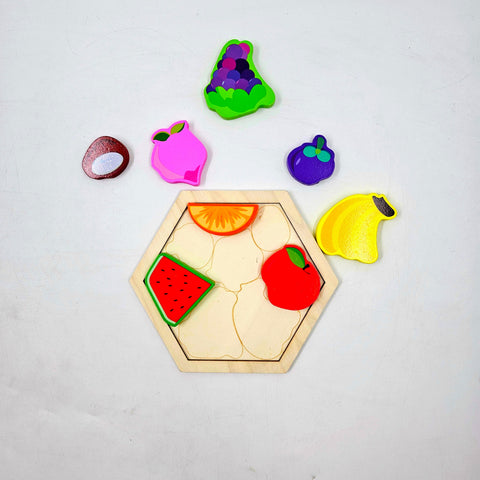Wooden Hexagon Shape Fruits Stacking Puzzle - EKT3228