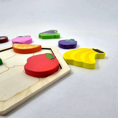 Wooden Hexagon Shape Fruits Stacking Puzzle - EKT3228