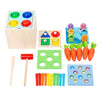 Wooden Montessori 5-in-1 Activity Game | Shape Sorting, Hammer, Pull Game & Slot Fitting Toy