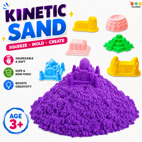 Purple Kinetic Sand 1Kg + 6 Mould Moulds – Sensory Play Kit
