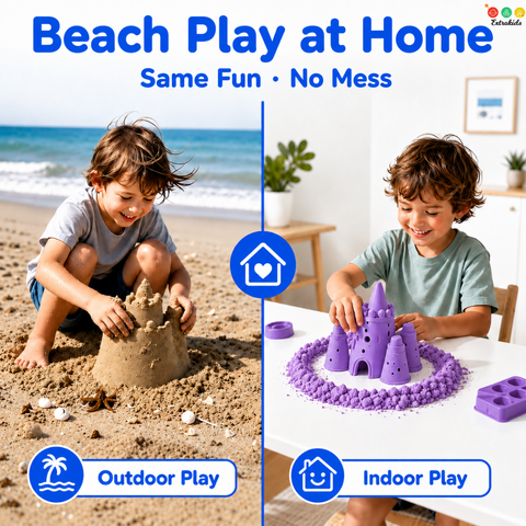 Purple Kinetic Sand 1Kg + 6 Mould Moulds – Sensory Play Kit
