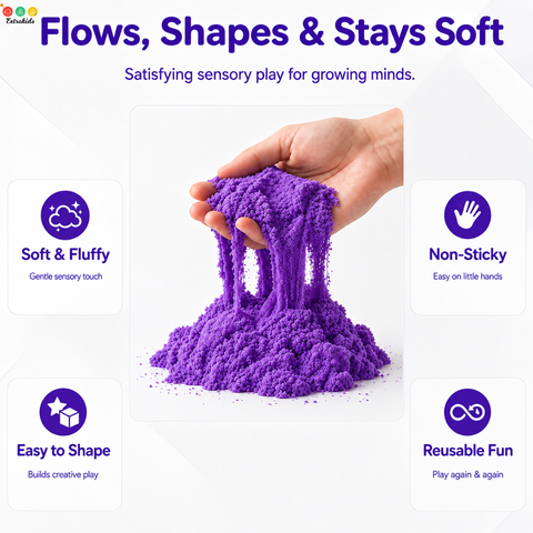 Purple Kinetic Sand 1Kg + 6 Mould Moulds – Sensory Play Kit