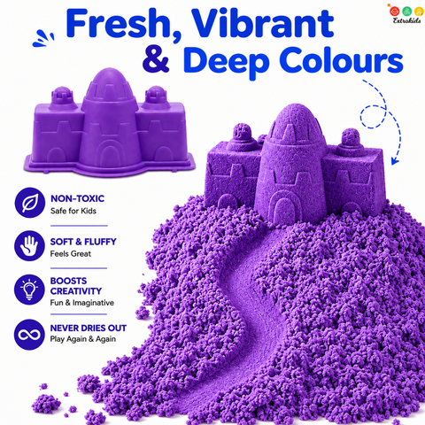 Purple Kinetic Sand 1Kg + 6 Mould Moulds – Sensory Play Kit