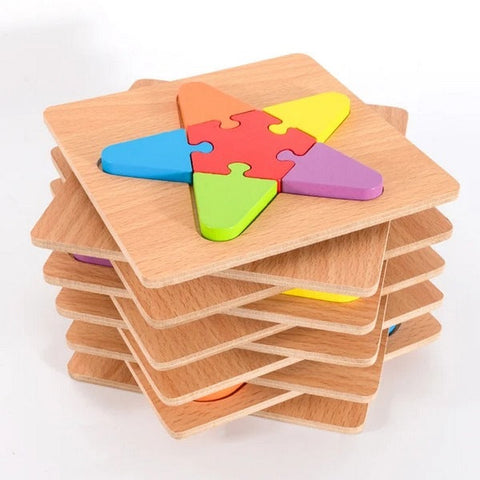 Wooden Geomatric Shape Puzzle 1Pc Random Design Will Be Shipped  - EKT3275