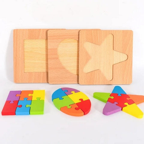 Wooden Geomatric Shape Puzzle 1Pc Random Design Will Be Shipped  - EKT3275