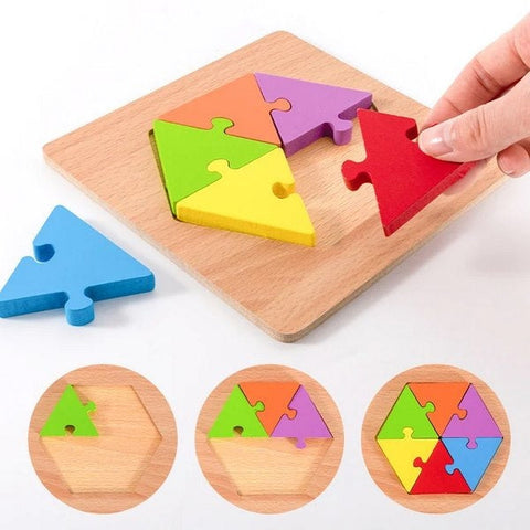 Wooden Geomatric Shape Puzzle 1Pc Random Design Will Be Shipped  - EKT3275