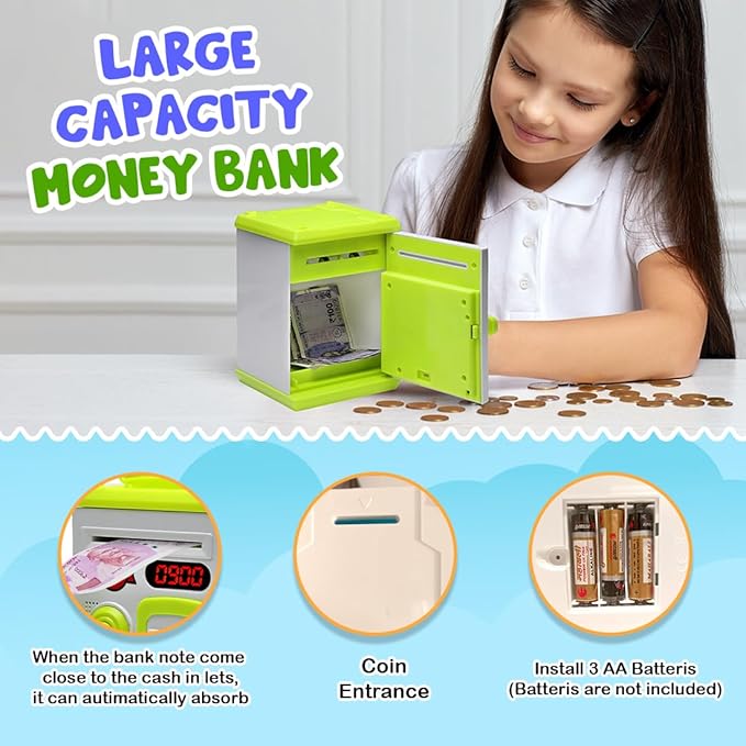 ATM Money Bank - White  | Learn to Save with Finger-print Enabled Piggy Bank