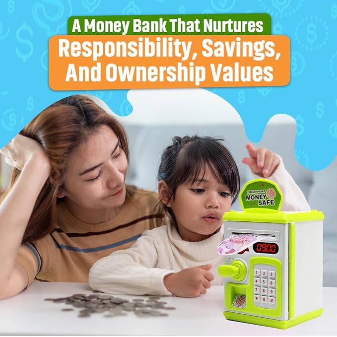 ATM Money Bank - White  | Learn to Save with Finger-print Enabled Piggy Bank