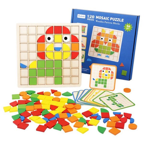 Wooden Mosaic Puzzle Pattern Blocks - EKT3282