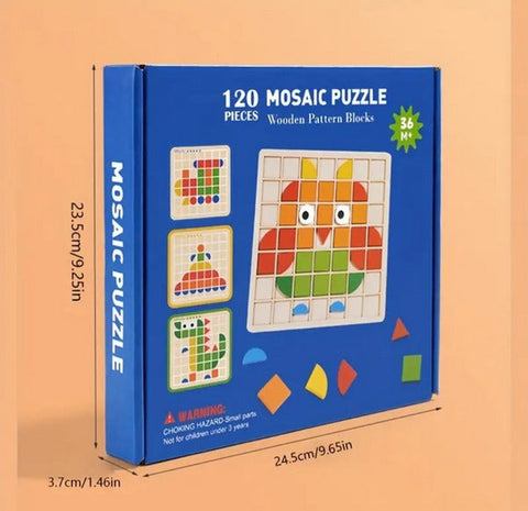 Wooden Mosaic Puzzle Pattern Blocks - EKT3282