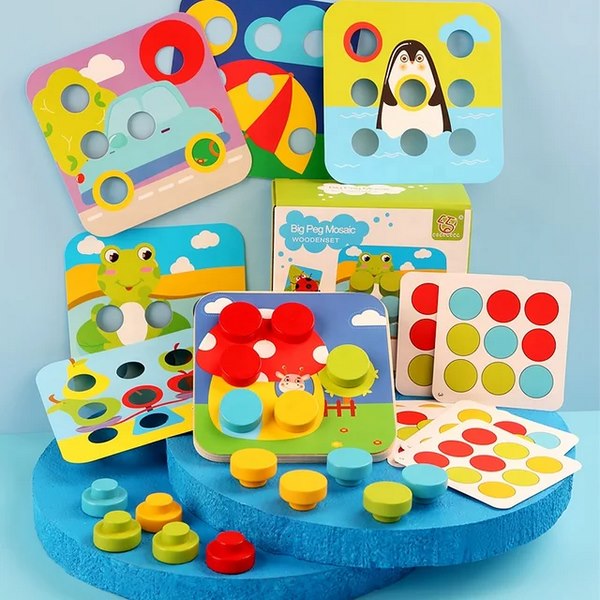 Wooden Big Peg Mosaic Puzzle - EKT3291