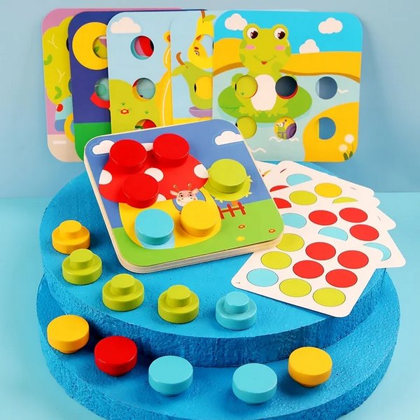Wooden Big Peg Mosaic Puzzle - EKT3291