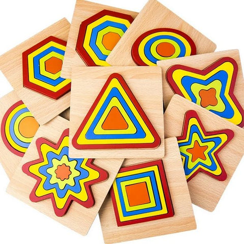 Wooden Geomatric Shape Puzzle 1Pc Random Design Will Be Shipped - EKT3293