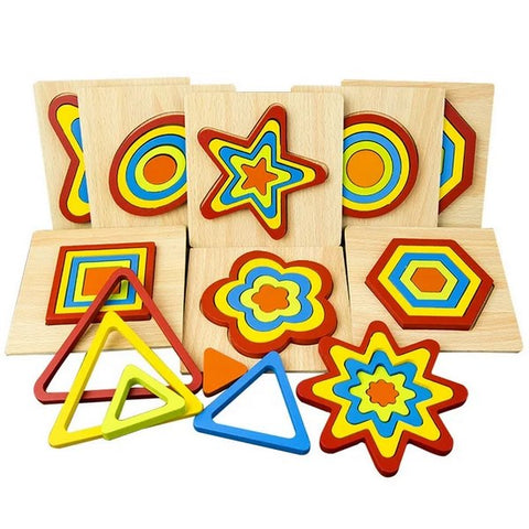 Wooden Geomatric Shape Puzzle 1Pc Random Design Will Be Shipped - EKT3293