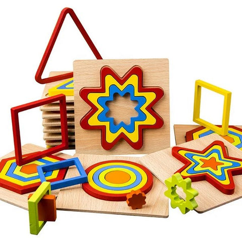 Wooden Geomatric Shape Puzzle 1Pc Random Design Will Be Shipped - EKT3293