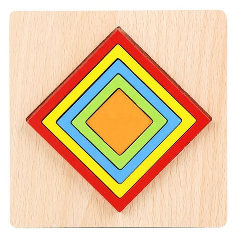 Wooden Geomatric Shape Puzzle 1Pc Random Design Will Be Shipped - EKT3293