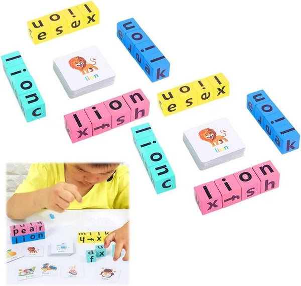 Direct Word Cube Wooden Spelling Cube Game | Fun Word Builder for Kids – Extrokids