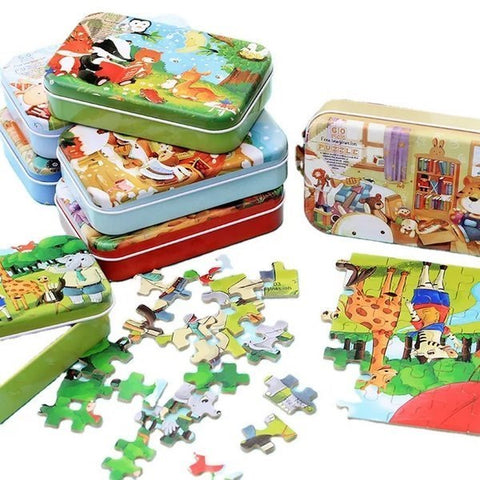 60Pcs Puzzle With Tin Box 1Pc Random Design Will Be Shipped - EKT3320