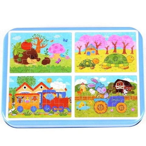 Wooden Jigsaw Puzzle With Tin Box 1 Pc Random Design Will Be Shipped - EKT3333