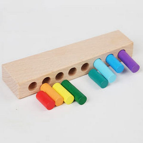 Wooden Colorful Mini Knob Cylinder - EKT3344