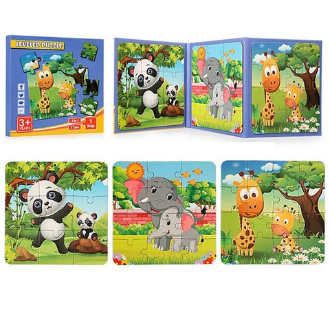 3 In 1 Leveled Puzzle Animal - EKT3368