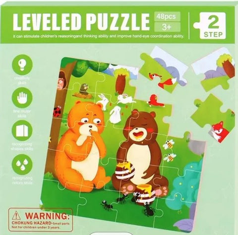 3 In 1 Leveled Puzzle Wild Animals - EKT3373