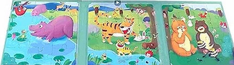 3 In 1 Leveled Puzzle Wild Animals - EKT3373