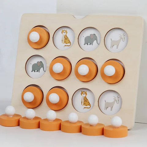 Wooden Mini Memory Game With Knob - EKT3394