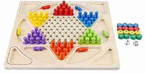 2 in 1 Board Wooden Chinese Checker and Ludo - EKT3396