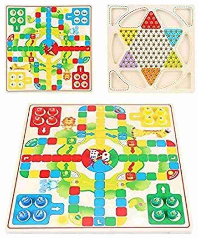 2 in 1 Board Wooden Chinese Checker and Ludo - EKT3396