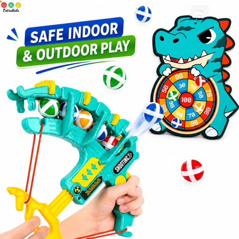 Kids Throw Ball Dartboard | 3 Sticky Balls | 1 Ball Launcher (One Random Design Shipped) - EKT3524
