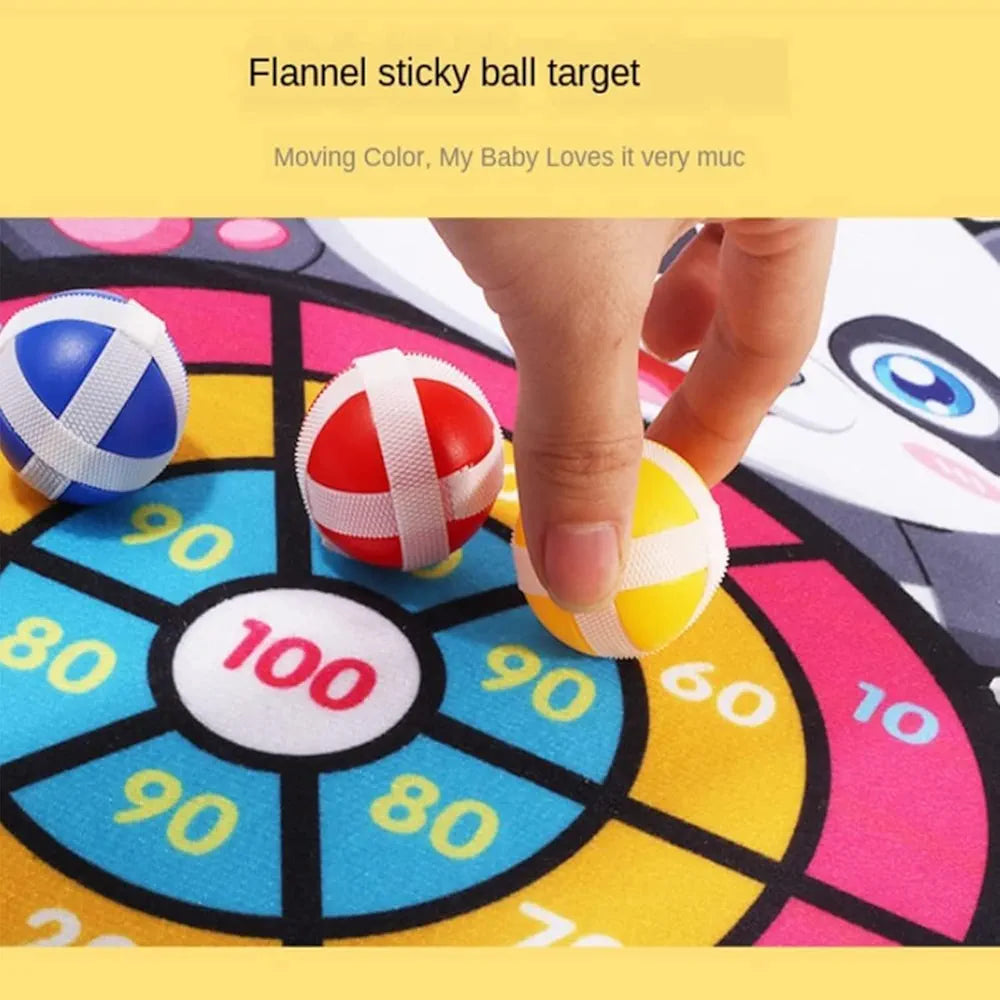 Dartboard Game Set Round Cloth Dart Board Outdoor Hrowing Sticky Ball Target Toy With 20 Balls For Parent-child Interaction Game
